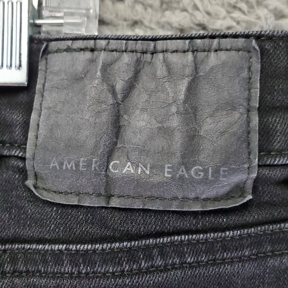 American Eagle Outfitters Jeans Mens 38x36 Black Stacked Skinny Distressed - Picture 3 of 14